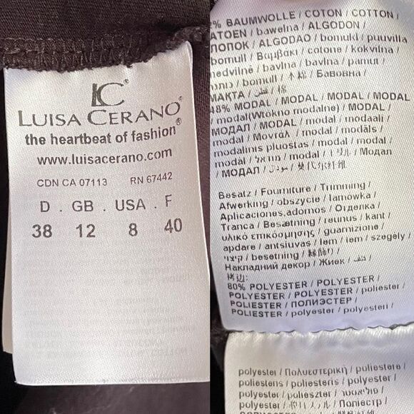 LUISA CERANO Cotton Modal Short Sleeve T-Shirt Top Black With Gold 8 - Picture 4 of 4